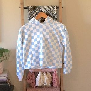 Checkered cropped girls hoodie